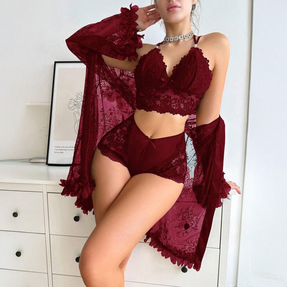 Sheer Mesh Bra - Set Pakaian Tidur Seksi Transparan Berbahan